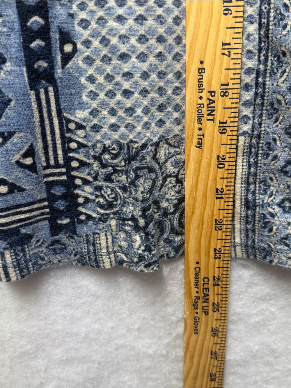 LRL Ralph Lauren Jeans Co Henley Shirt Womens L Indigo Blue Paisley Patchwork - Picture 7 of 7